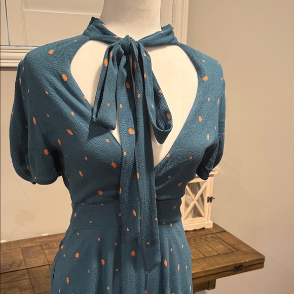 Free People Teal Backless Dress with Dots - Picture 6 of 11